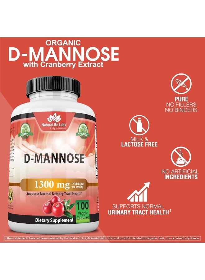 NaturaLife Labs D-Mannose 1,300 mg with Cranberry Extract Fast-Acting, Flush Impurities, Natural Urinary Tract Health  - Image 3