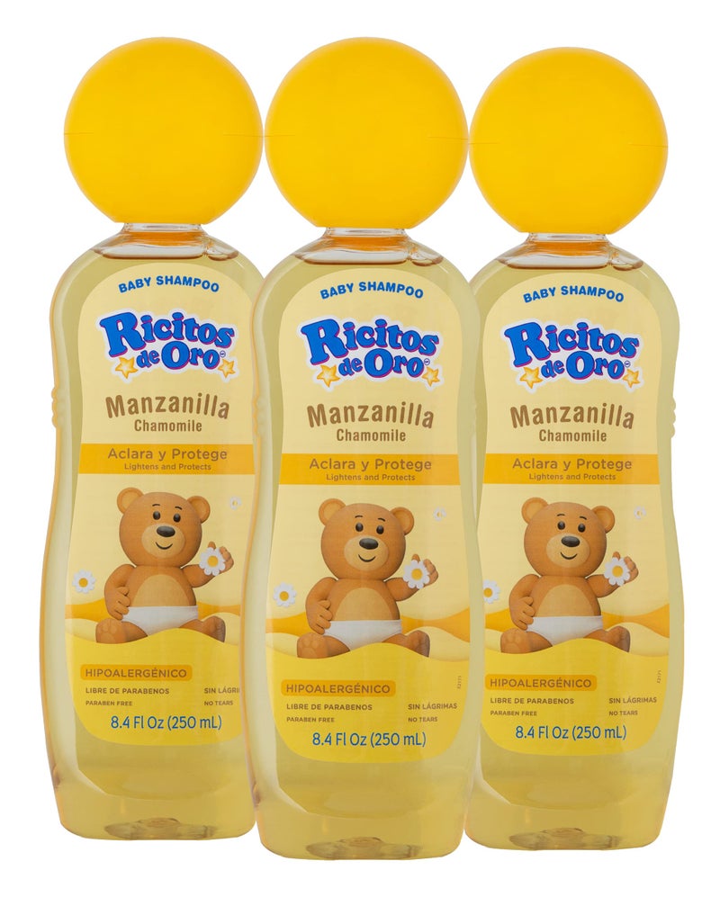 Ricitos de Oro Chamomile Manzanilla, Baby Shampoo, Hypoallergenic, 3 Pack, 8.4 FL Oz Bottles - Image 1