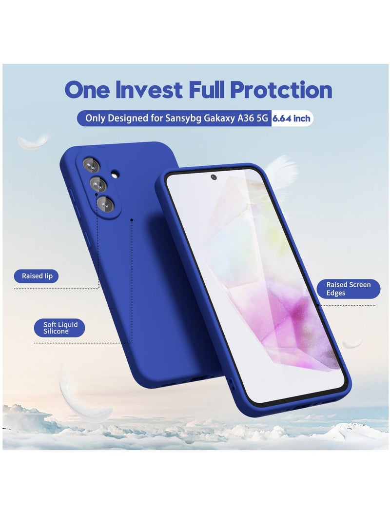 MIGOFAST Samsung Galaxy A36 5G Case Silicone Thin Slim Grip Soft Rubber Gel Protective Phone Case for Women Matte Plain Solid Color Aesthetic Cute Girly Case with Camera Cover Royal Blue - Image 2