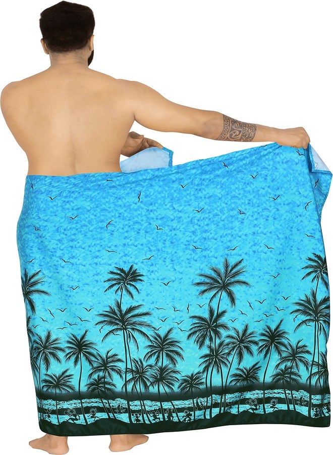 LA LEELA Men's Sarong Bath Hawaiian Pareo Wrap One Size Sky - Image 3