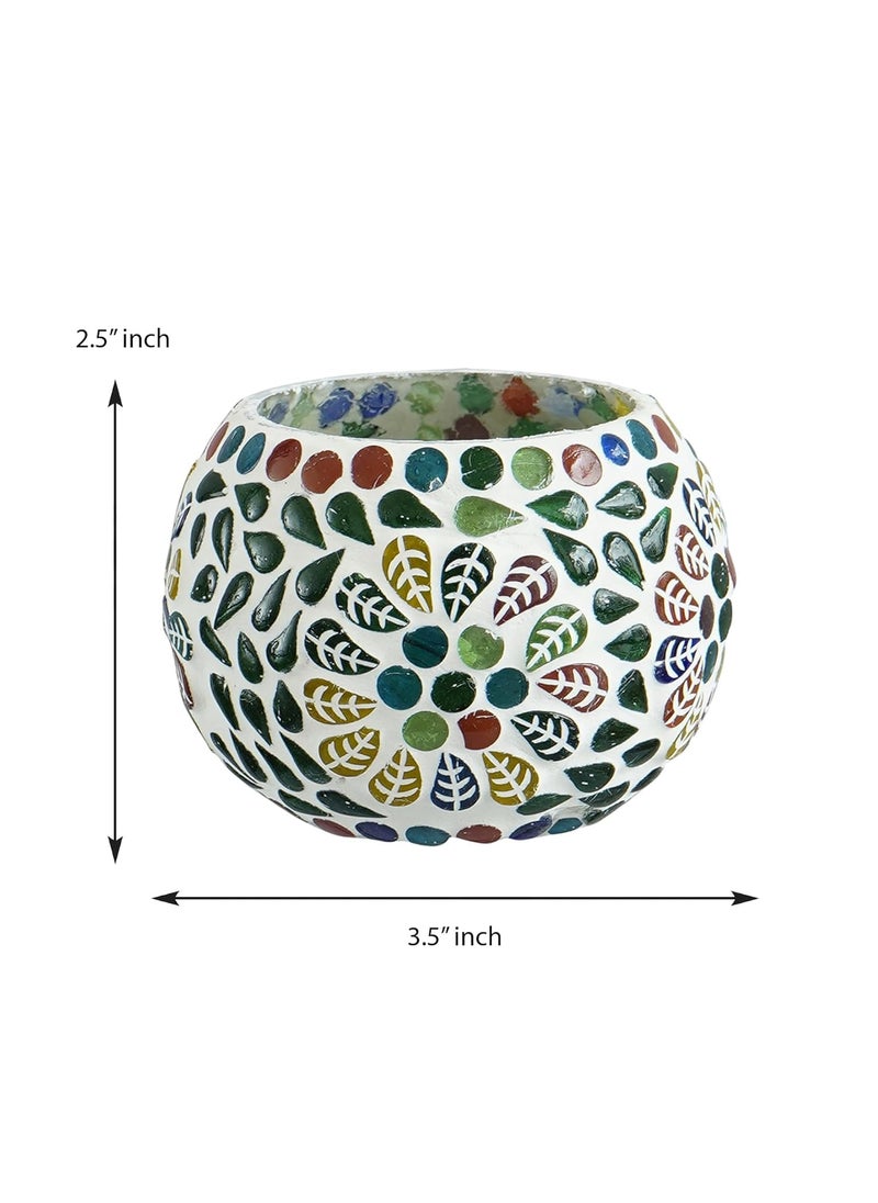Webelkart WebelKart Set of 2 Mosaic Glass TeaLight Votive Candle Holder with Tea Light Candles Indoor Outdoor -Christmas Decorations Items (Multicolor, Glass)  - Image 4