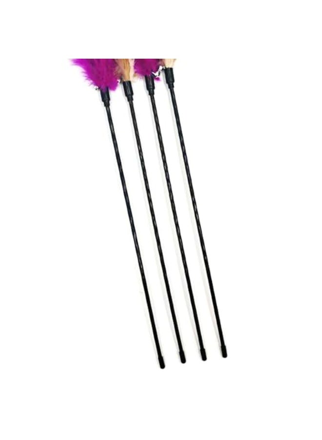 Worbee Cat Wand Toys, 4 PCS Interactive Cat Teaser Wand Cat Feather Toys with Loud Bell - 20" Long Wand for Cat and Kitten - Image 4