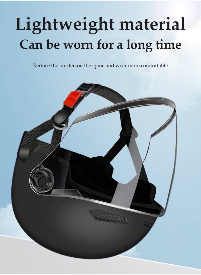 DUNISO Open Face Helmet, scooter helmet with detachable goggles and ear protection, adjustable head circumference, shock and fall resistant, suitable for both men and women,black  - Image 2
