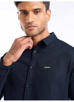Beyoung Navy Blue Waffle Textured Shirt for Men  - Image 5