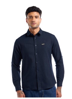 Beyoung Navy Blue Waffle Textured Shirt for Men  - Image 3