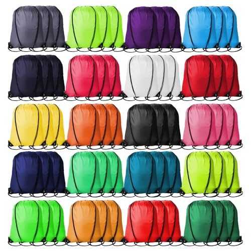 Kuhome 60Pcs Drawstring Backpacks Bulk String Bag Cinch Sack Pack Storage Knapsack Polyester Gift Bags Sports Drawstring Bags for Trip Gym Party Bags20 Colors - Image 1