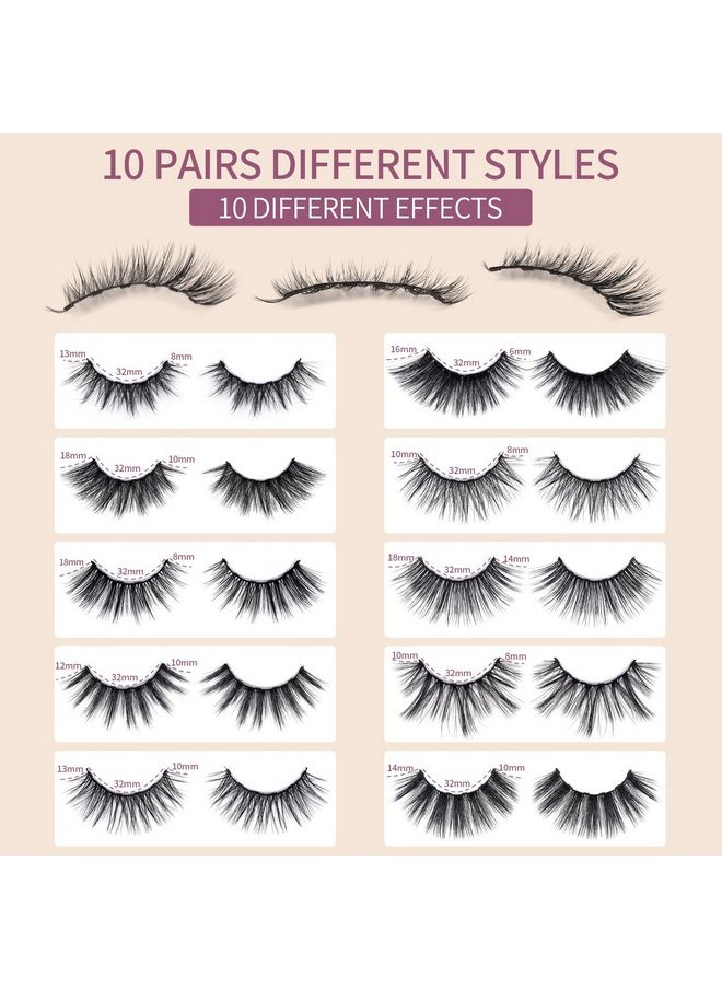 SIMER - Magnetic Eyelashes And Eyeliner Kit 10 Pairs 4D Magnetic Lashes Natural Look With Magnetic Eyeliners And Tweezers Reusable Magnetic False Lashes Easy To Wear No Glue Needed - Image 1