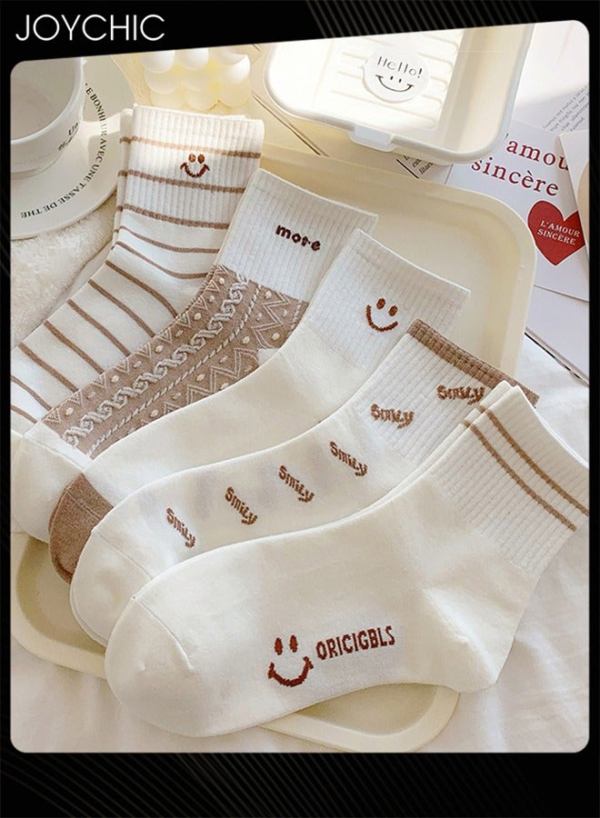 Joychic Trendy Korean Style Cotton Socks for Women Spring and Autumn Mid-calf Socks Versatile Breathable Sports Socks Multicolor - Image 2