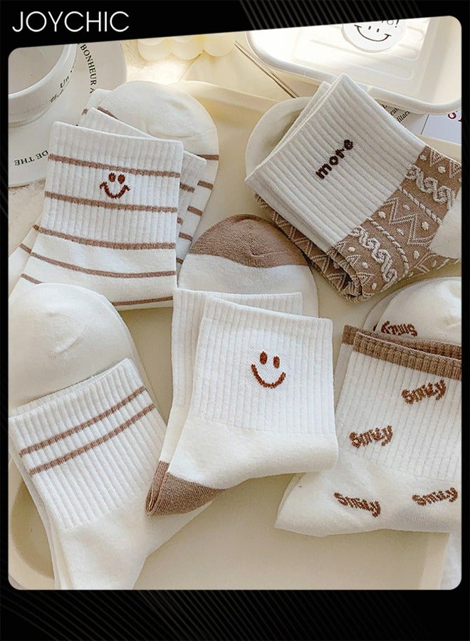 Joychic Trendy Korean Style Cotton Socks for Women Spring and Autumn Mid-calf Socks Versatile Breathable Sports Socks Multicolor - Image 3