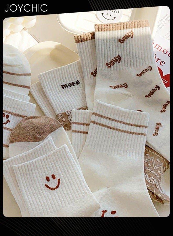 Joychic Trendy Korean Style Cotton Socks for Women Spring and Autumn Mid-calf Socks Versatile Breathable Sports Socks Multicolor - Image 4