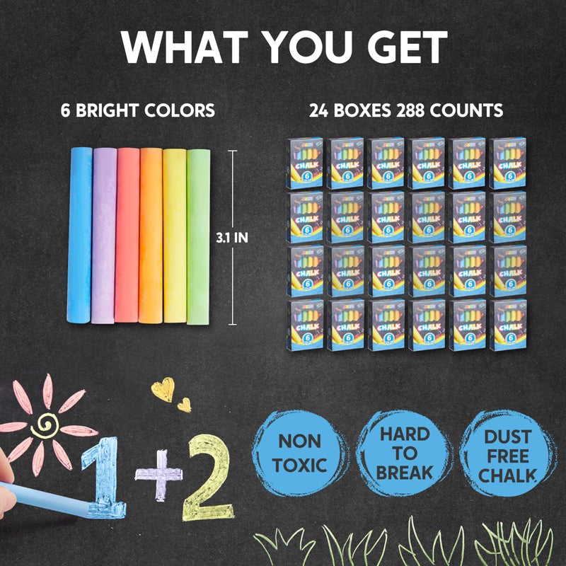 JOYIN 288 Counts Mini Chalk Set for Kids, Non-Toxic Chalks for Boys Girls 3+, School Supplies for Teachers, Goody Bag Fillers, Classroom Prizes Gifts (24 Boxes) - Image 2