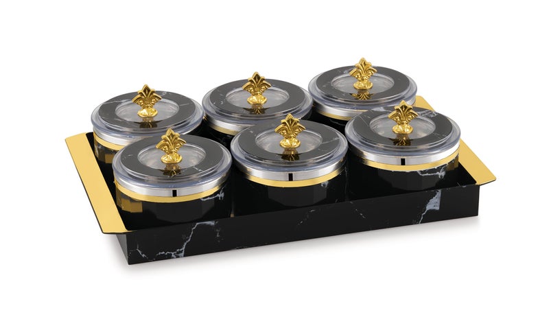 Nabhya Jupiter Multipurpose Dry Fruit Air Tight Storage Container With Inner Steel Bowl & Serving Tray for Home & Kitchen 500ml (Black, Set of 6) - Image 3