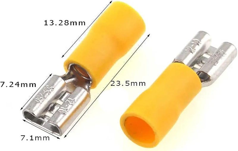 25pcs Vinyl Insulated Female Electrical Connectors – 6.3mm (1/4") – Quick Connect Terminal for 12-10 AWG Wire