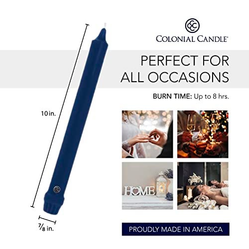 Colonial Candle Unscented Taper Candle, Classic Collection, Indigo, 10 In, Pack of 12 - Up to 8 Hours Burn - Image 5