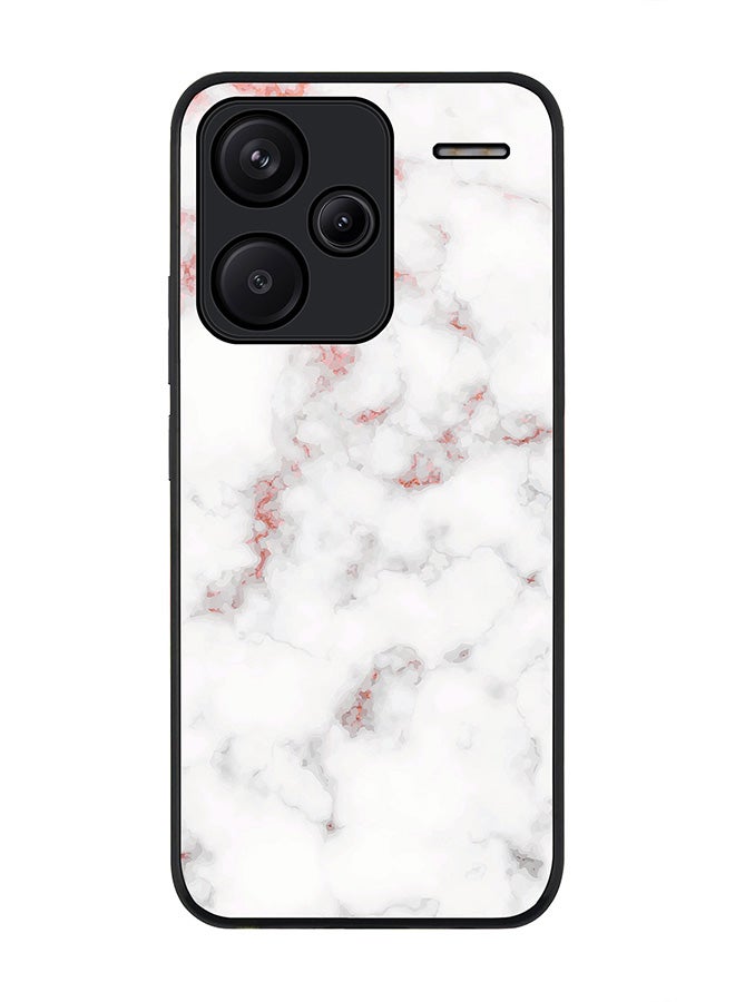 Stylizedd Rugged Black Edge Case for Xiaomi Redmi Note 13 Pro Plus, Slim fit Case Flexible Anti Drop TPU Gel Thin Cover -  Marble Print Rose Grey - Image 1
