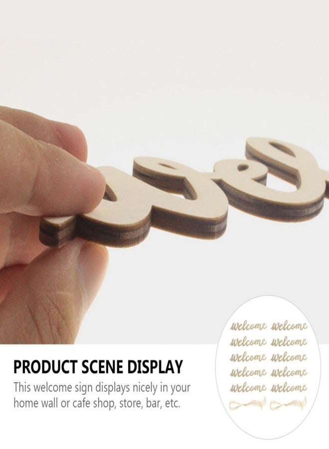 Amosfun 10pcs Welcome Wood Cutout Letters for Sign Wooden Unfinished Welcome Door Signs Decorative Wood Hanging Sign with 10pcs Lanyard for Front Door Rustic Home Gallery Wall Decor - Image 4