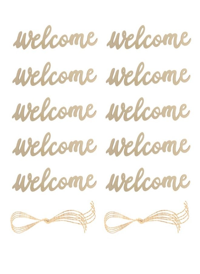 Amosfun 10pcs Welcome Wood Cutout Letters for Sign Wooden Unfinished Welcome Door Signs Decorative Wood Hanging Sign with 10pcs Lanyard for Front Door Rustic Home Gallery Wall Decor - Image 1
