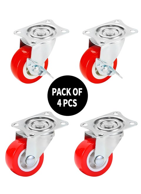 2PCS universal wheel + 2PCS brake wheel, heavy duty 360 degree swivel wheel, swivel bearing caster nylon wheel, office cart, furniture cart wheel
