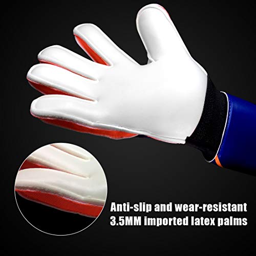 ATHPIK Soccer Goalie Gloves, Junior Indoor & Outdoor Goalkeeper Gloves with Finger Spines Protection and Strong Grip for Kids, Youth, Girls and Boys(Blue,Size 7) - Image 5