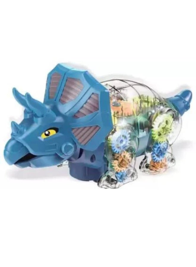 DEXO Electric Transparent Gear Dinosaur Car Toy with Lights & Music Flashing Luminous Dino Vehicle for Kids - Image 1