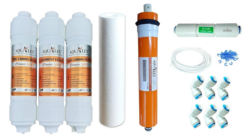 Aqualex Pokar RO 9 Item Replacement Service Kit with BW HITDS RO Membrane Support Upto 3000 TDS Suitable for RO Water Purifier - Image 1