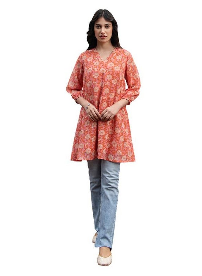 Janasya Women's Orange Georgette Floral Regular Tunic(JAA24TU00334-L) - pzsku/Z64C72A3AA7D83131CA34Z/45/_/1740117809/b4153bc0-0ec6-4bb2-9289-89b209c4128e