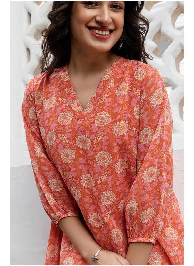 Janasya Women's Orange Georgette Floral Regular Tunic(JAA24TU00334-L) - pzsku/Z64C72A3AA7D83131CA34Z/45/_/1740117811/c92cfb3f-3271-411d-a7a9-affdc0e1d010