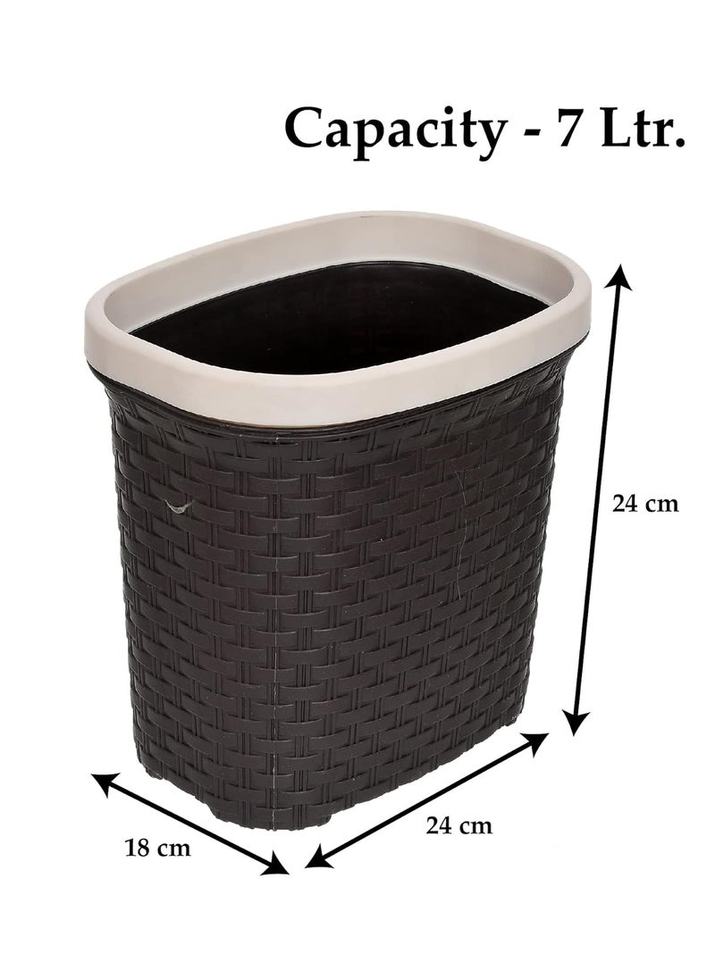 Urbane Home Urbane Home Plastic Open Dustbin for Home Kitchen Office Bathroom 7 Litre Brown  - Image 5