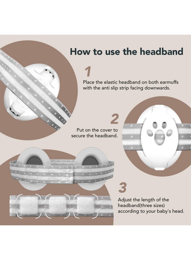 Moonybaby 2-in-1 Baby Ear Protection, Comfortable Baby Headphones, Noise Cancelling, Adjustable Baby Headphones with Stretchy Band, Baby Flight Essentials for Travel/Outdoors, White - Image 4