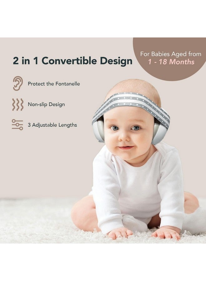 Moonybaby 2-in-1 Baby Ear Protection, Comfortable Baby Headphones, Noise Cancelling, Adjustable Baby Headphones with Stretchy Band, Baby Flight Essentials for Travel/Outdoors, White - Image 1