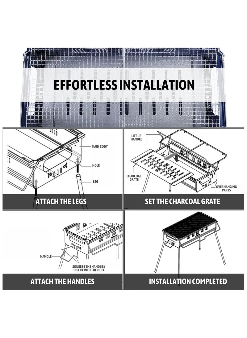 Raxoom BBQ with Lifetable Grill Rust Resistant Portable BBQ Grill Easy to Dismantle Grill for Outdoor Camping - Image 2