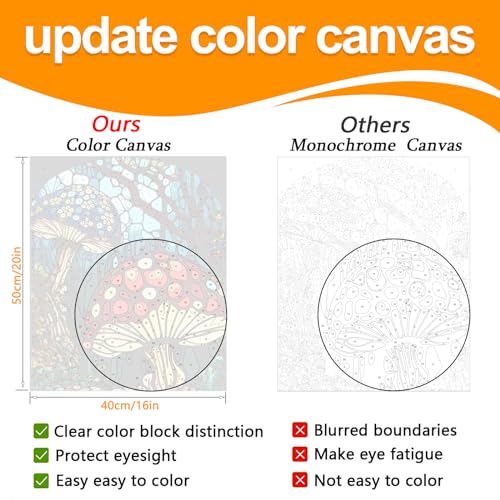 JULOUYN 2 Pack Paint by Numbers Kit for Adults Beginner Forest Mushroom DIY Canvas Art Kit with Brushes Acrylic Paints for Home Decor 16x20 in - Image 3