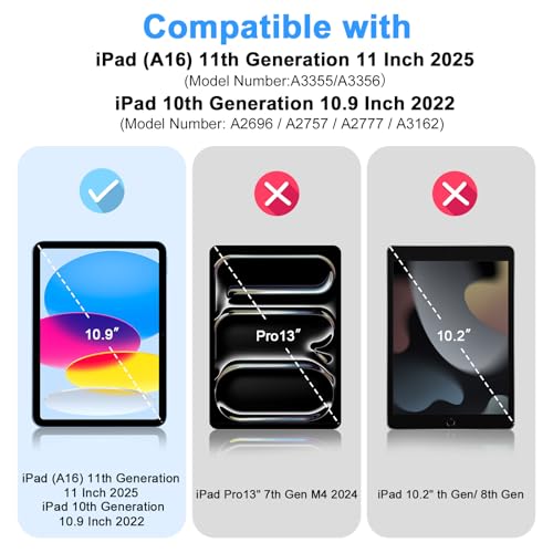 avakot 2 Pack Screen Protector for iPad 11th A16 202511 Inch 10th Generation 2022 109 Inch Tempered Glass Film Guard Clear Ultra Touch Sensitive Case Friendly - Image 3