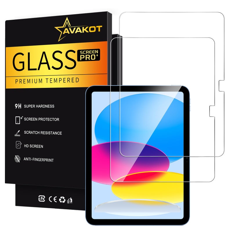 avakot 2 Pack Screen Protector for iPad 11th A16 202511 Inch 10th Generation 2022 109 Inch Tempered Glass Film Guard Clear Ultra Touch Sensitive Case Friendly - Image 2