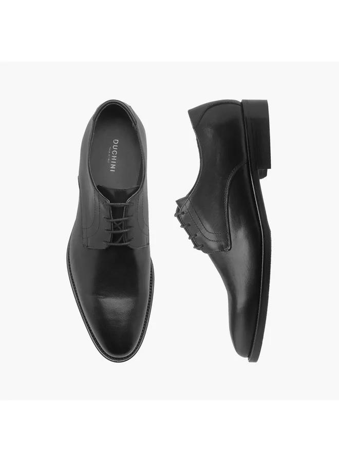 دوتشيني Men's Solid Lace-Up Derby Shoes