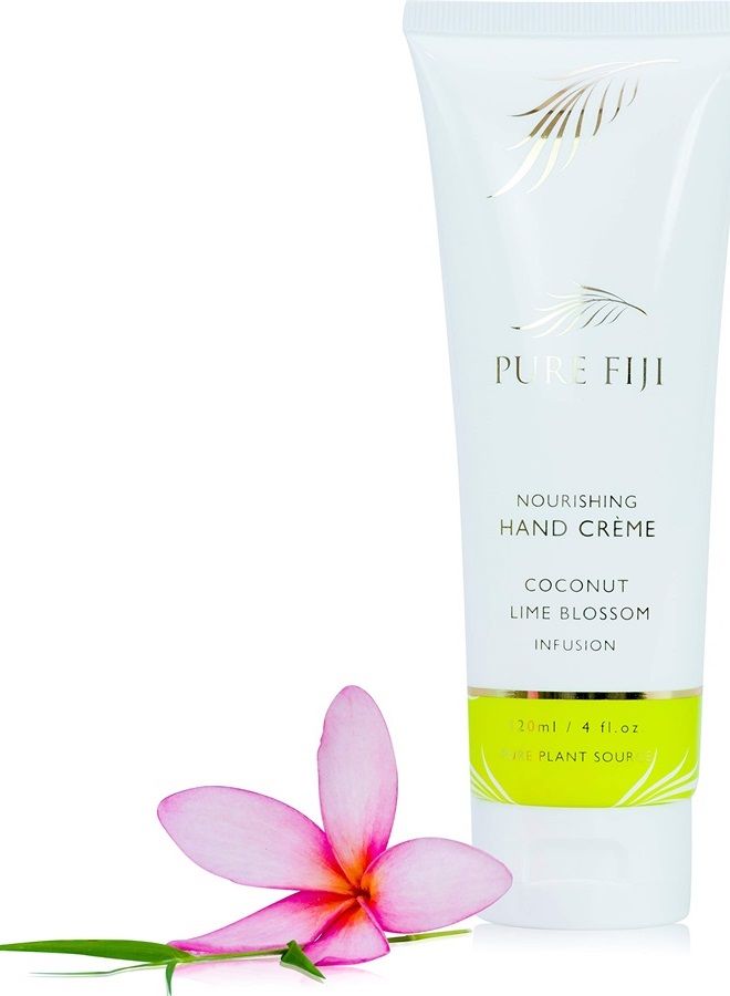 Pure Fiji Nourishing Hand Cream - Deep Moisturizing Hand Cream for Women and Man, Dry Skin - 24 Hour Moisture, Organic Ingredients, Coconut Lime Blossom, 4 oz