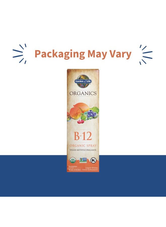 Garden of Life Organics B-12 Spray with Methylcobalamin – Liquid Vitamin Spray for Energy, Metabolism & Heart Health Support, Raspberry Flavor, 2 Fl Oz Bottle, 140 Servings - Image 2