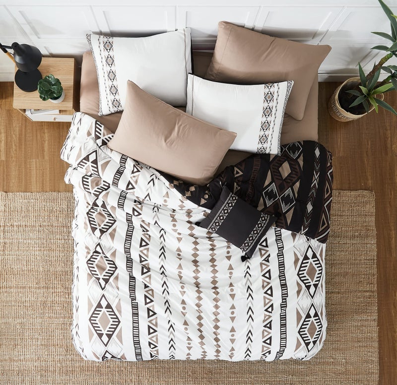 Geniospin King Size Comforter Set- 7 Pieces Boho Bed in a Bag, Western Bedding Set for All Seasons, Reversible Aztec Bedding, Lightweight Comforter Bed Set with Sheets, Pillowcases & Shams - Image 5
