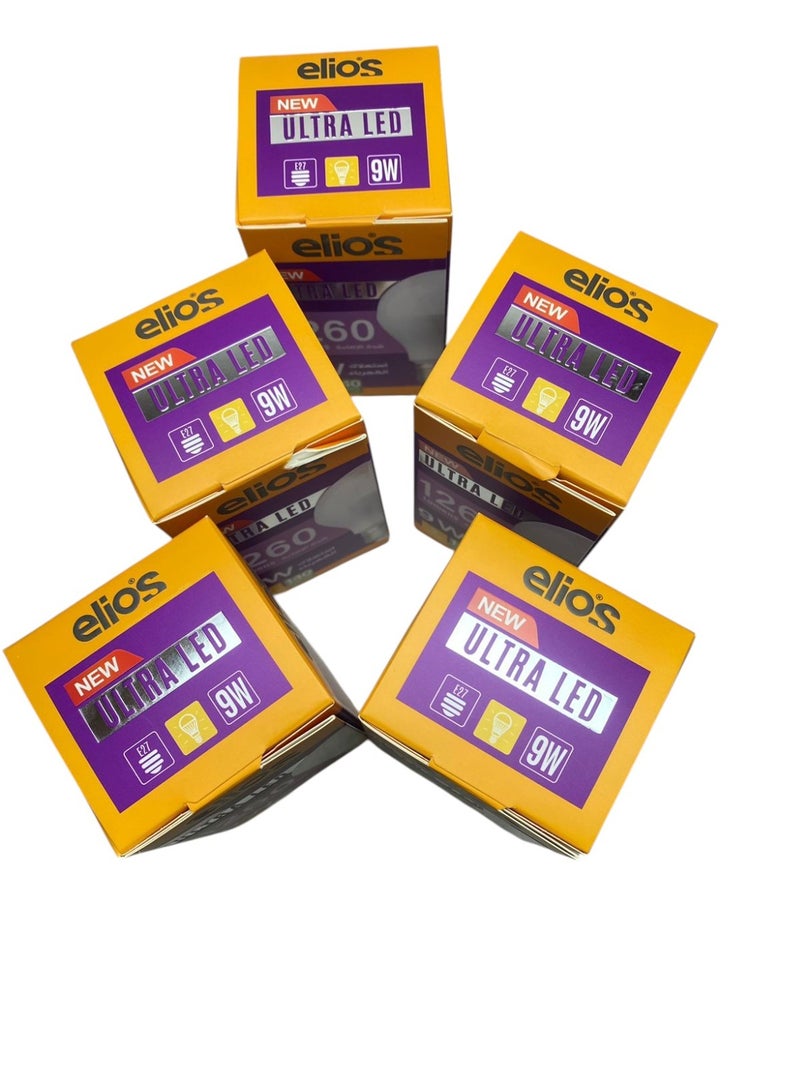 إليوس عدد 5 لمبه ليد ٩  وات الترا اضاءه اصفر ماركه اليوس شده الاضاءه تساوي لمبه ١٢  وات - Image 2