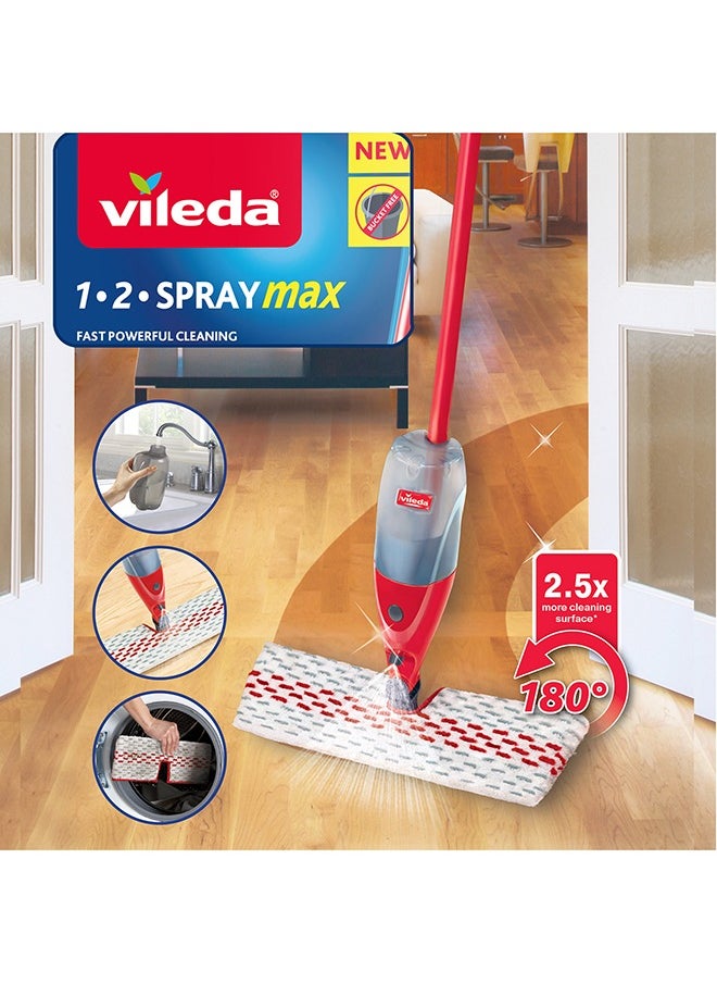 Vileda - Vileda 1-2 Spray Max Mop 600 Ml | Microfibre Mop With Sprayer | Mop Floors without a Bucket | Suitable for all Types of Flooring | Reusable Microfibre Pad - Image 1