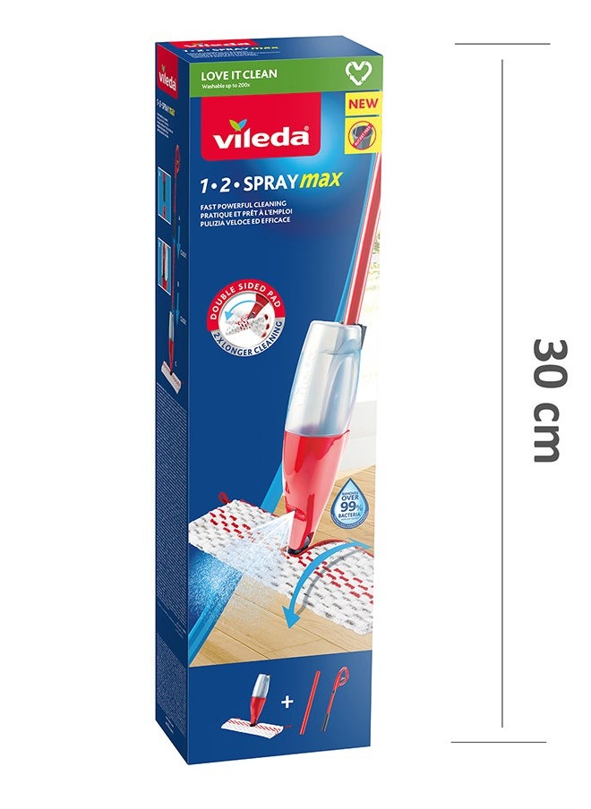 Vileda - Vileda 1-2 Spray Max Mop 600 Ml | Microfibre Mop With Sprayer | Mop Floors without a Bucket | Suitable for all Types of Flooring | Reusable Microfibre Pad - Image 1