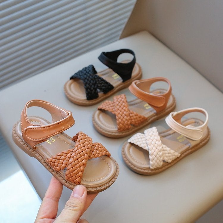 Girls' Baby Sandals 2024 Korean Style Princess Shoes Soft Bottom Velcro Open Toe Children'S Sandals - Image 3