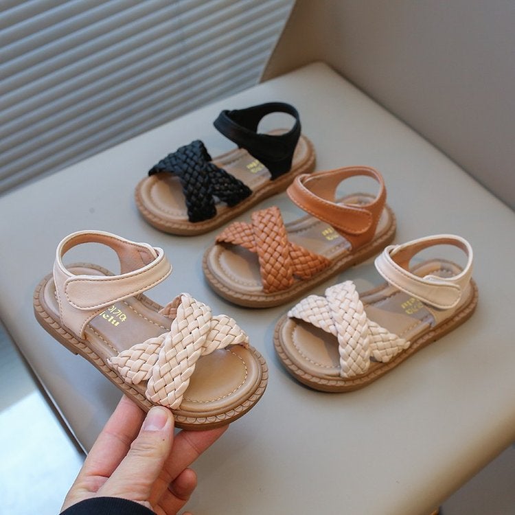 Girls' Baby Sandals 2024 Korean Style Princess Shoes Soft Bottom Velcro Open Toe Children'S Sandals - Image 2
