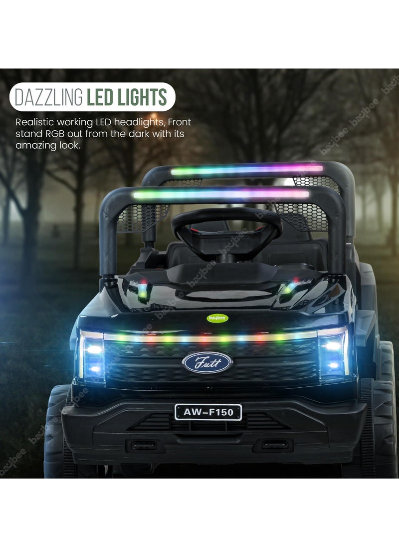 BAYBEE Sphinx Battery Operated Jeep for Kids Rechargeable Battery Car for Kids with Music Led Light Ride On Kids Car Jeep Racing Baby Big Car Electric Car for Kids Childrens Boy Girl Black  - Image 2