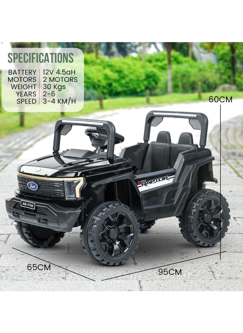 Sphinx Battery Operated Jeep for Kids Rechargeable Battery Car for Kids with Music Led Light Ride On Kids Car Jeep Racing Baby Big Car Electric Car for Kids Childrens Boy Girl Black
