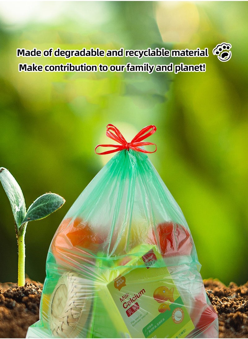 ShineShe - Garbage Bags Biodegradable Compact Roll Green 45x50cm (15pc x 4Rolls) 60 bags, Drawstring garbage bag - Image 1