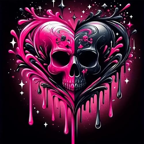 Meothan Diamond Art Kits for Adults 5D DIY Heart Skull Diamond Painting Kits for Adults Beginners Diamond Dots Kits Gem Arts Crafts for Living Room Bedroom Offices Home Wall Decor 12X12 Inch - Image 1