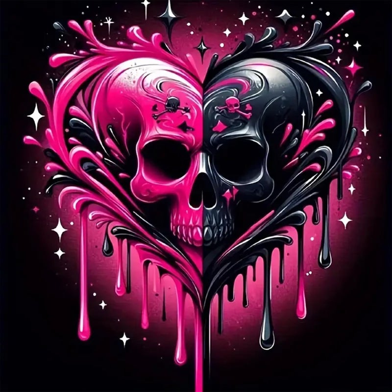 Meothan Diamond Art Kits for Adults 5D DIY Heart Skull Diamond Painting Kits for Adults Beginners Diamond Dots Kits Gem Arts Crafts for Living Room Bedroom Offices Home Wall Decor 12X12 Inch - Image 2