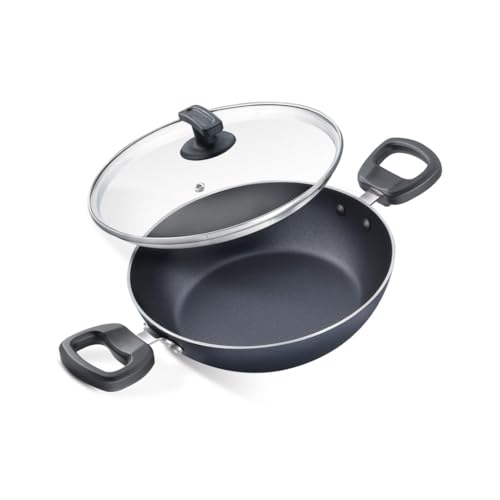 Judge By Prestige 20Cm (1.3L) Everyday Non-Stick Kadhai with Glass Lid | Low Oil Cooking | Easy to Clean | Cool Touch Handles, Black - Image 1