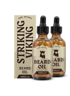 Striking Viking Beard Oil for Men, Vanilla (Large 2 oz) – Natural with Argan & Jojoba Oils – Softens, Smooths & Strengthens Beard Growth – (Pack of 2)  - Image 1